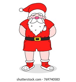 Cartoon Santa Claus with red casual clothes,Hand drawn,Vector,Illustrations.