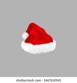 Cartoon Santa Claus red traditional hat vector illustration isolated on transparent background. Perfect for photo booth or Christmas and New Year cards and banners.