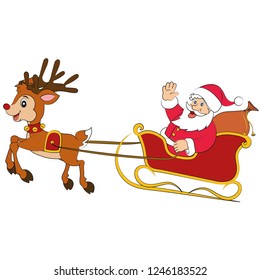 Cartoon Santa Claus Reindeer On White Stock Vector (Royalty Free ...