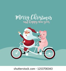 Cartoon Santa Claus Riding His Bicycle Stock Vector (Royalty Free ...