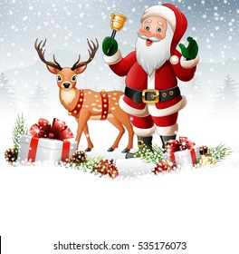 Cartoon Santa Claus ringing bell