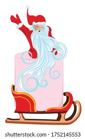 Cartoon Santa Claus and roll of pink toilet paper on white background.