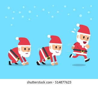 Cartoon Santa Claus Running Step