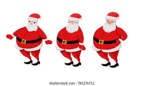 Cartoon Santa Claus set. Vector character isolated. Christmas and new year illustration