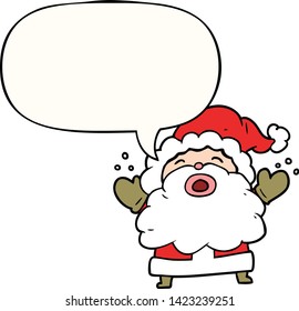 cartoon santa claus shouting in frustration with speech bubble