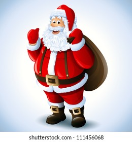 Cartoon Santa Claus smiling red christmas background