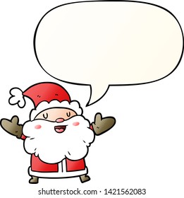 caricatura santa claus con burbuja de habla en un estilo de gradiente suave