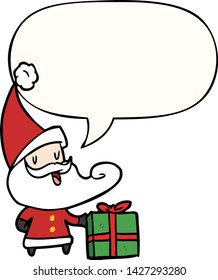 cartoon santa claus with speech bubble