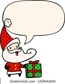 cartoon santa claus with speech bubble in comic book style