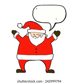 cartoon santa claus with speech bubble