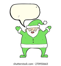 cartoon santa claus with speech bubble