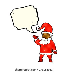 caricatura santa claus con burbuja de habla