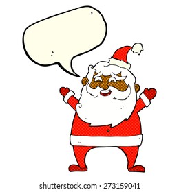 cartoon santa claus with speech bubble