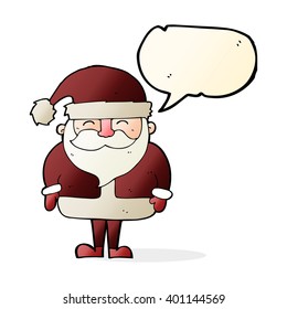 cartoon santa claus with speech bubble