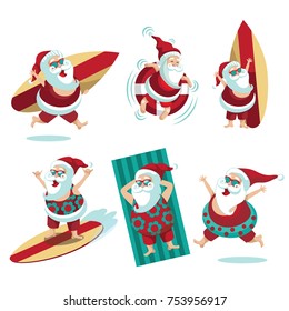 Cartoon Santa Claus  summer collection. EPS 10 vector.