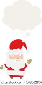 Cartoon Santa Claus mit Denkblase im Retro-Stil