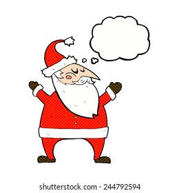 cartoon santa claus with thought bubble