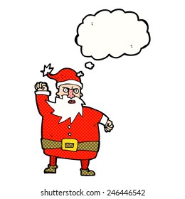 caricatura santa claus con burbuja de pensamiento