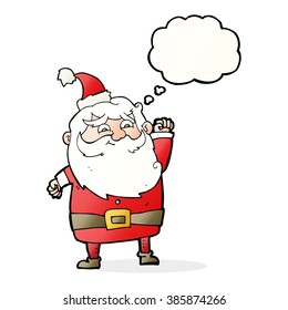 cartoon santa claus with thought bubble