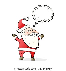 caricatura santa claus con burbuja de pensamiento