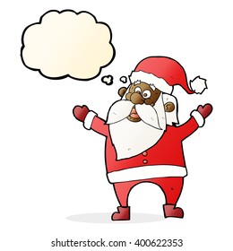 cartoon santa claus with thought bubble