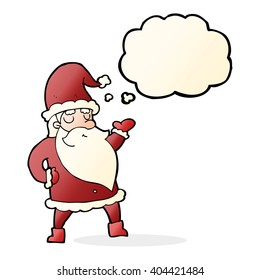 cartoon santa claus with thought bubble