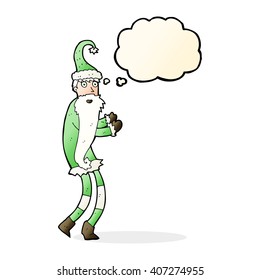 caricatura santa claus con burbuja de pensamiento