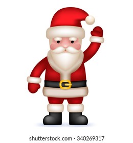Cartoon Santa Claus Toy Character Waving Hand Isolated Vector Illustration