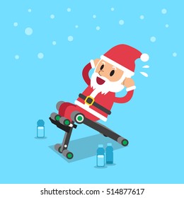 Cartoon Santa Claus Using Sit Bench: Vector có sẵn (miễn phí bản quyền