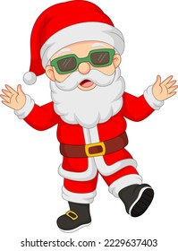 Cartoon santa claus wearing sunglasses
