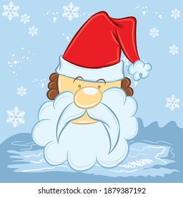 Cartoon Santa Claus for Your Christmas and New Year greeting Design or Animation. Vector isolated illustration of happy Santa Claus ringing a hand bell in colorful flat style