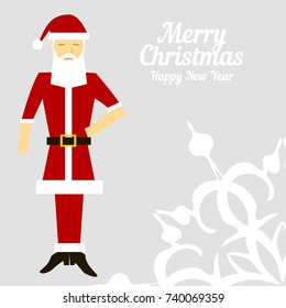 Cartoon Santa Claus for Your Christmas and New Year greeting Design or Animation. Vector isolated illustration of happy Santa Claus ringing a hand bell in colorful flat style