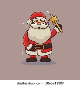 cartoon santa clause character holding magic canes. its suitable for your project design, poster, post card with theme of christmast.