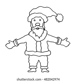 Cartoon Santa Clause for Christmas greeting Cards and invitations. Hand drawn doodle vector illustration.