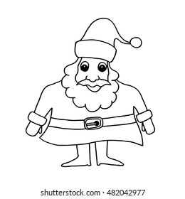 Cartoon Santa Clause for Christmas greeting Cards and invitations. Hand drawn doodle vector illustration.