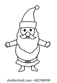 Cartoon Santa Clause for Christmas greeting Cards and invitations. Hand drawn doodle vector illustration.