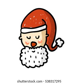 Cartoon Santa Clause for Christmas greeting Cards and invitations. Hand drawn doodle vector illustration.