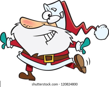 cartoon santa clause happily dancing