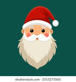 A cartoon of Santa Clauss face with a beard and hat