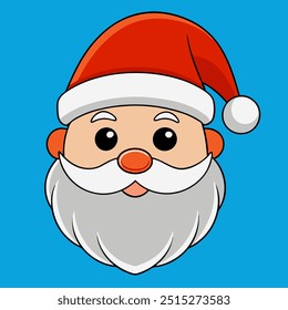 A cartoon of Santa Clauss face, featuring a beard and hat