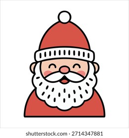 Cara de Santa de la historieta con el Arte vectorial plano de la expresión alegre aislado en el fondo blanco