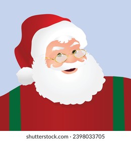 
Cartoon Santa Face Profile Over a Light Blue Background