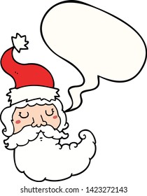 cartoon santa face with speech bubble