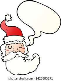caricatura santa cara con burbuja de habla en un estilo de gradiente suave