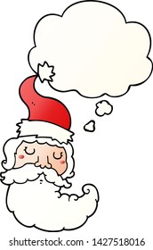 desenho animado santa face com bolha de pensamento em estilo gradiente suave