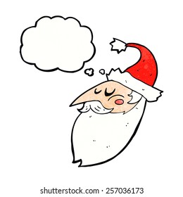 cartoon santa face with thought bubble