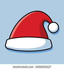Cartoon Santa Hat Against a Light Blue Background
