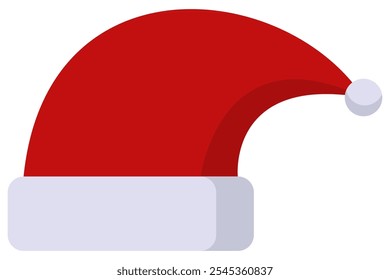 Cartoon santa hat flat icon isolated on white background.