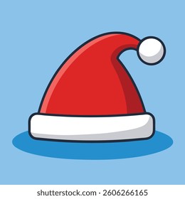 Cartoon Santa Hat Illustration Against a Light Blue Background