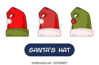 Caricatura de Santa Hat Illustración. Conjunto de colores de variación. Vector EPS 10